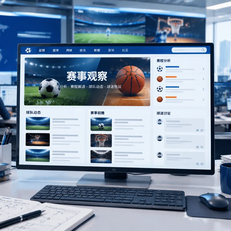体育新闻资讯平台中的赛事观察页面,展示赛程分析、球队动态与球迷讨论区